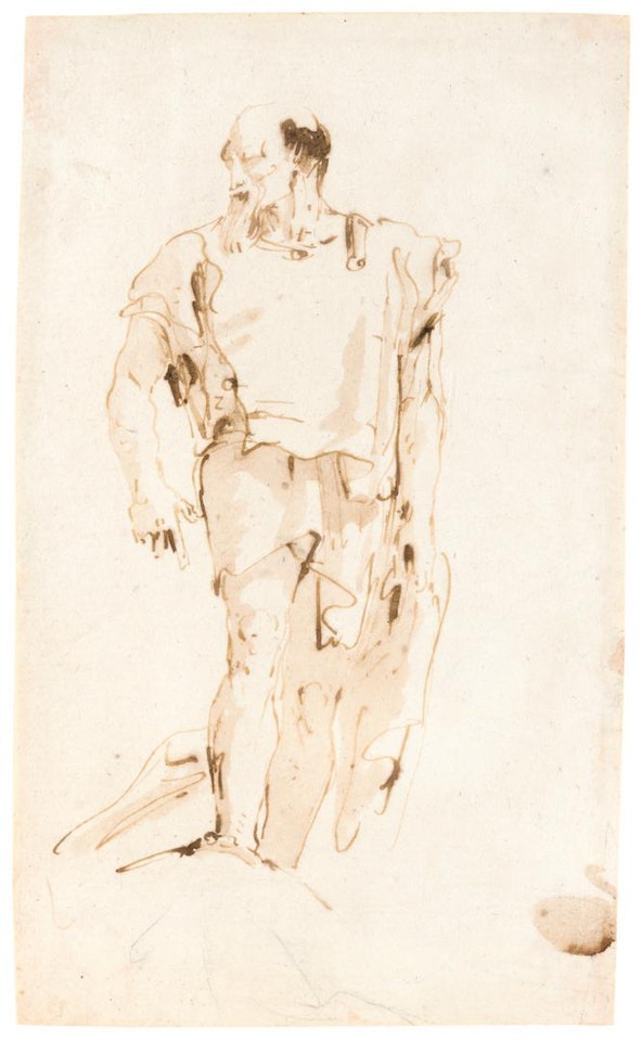 A STANDING BEARDED MAN, LOOKING TO THE LEFT by Giovanni Battista Tiepolo