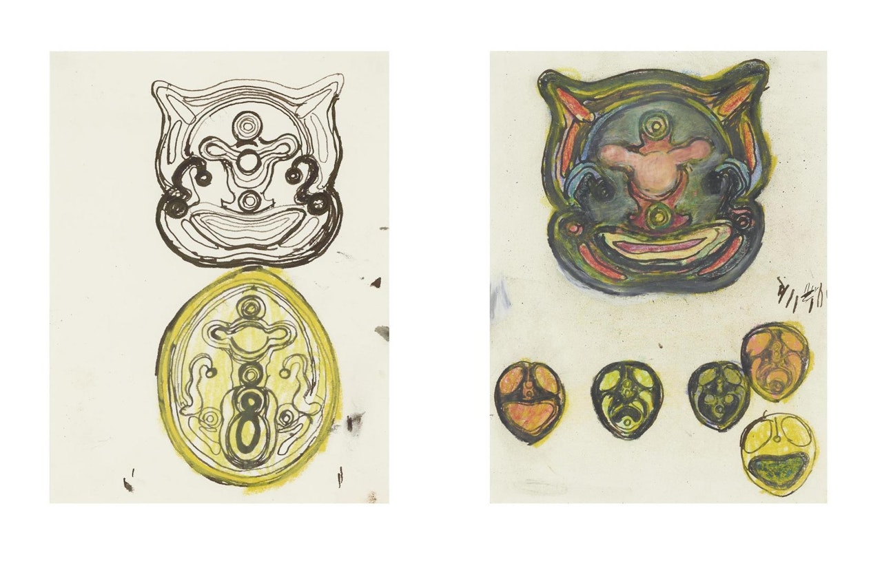 Two works (Drawing for UNICEF [A] and [B]) by Terry Winters