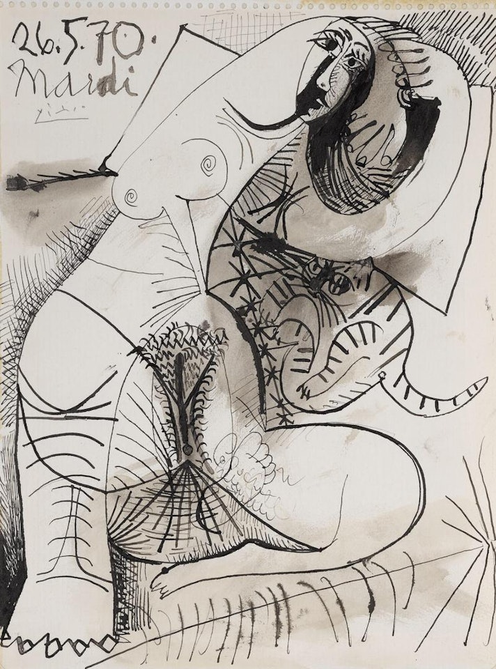 NU AU CHAT by Pablo Picasso