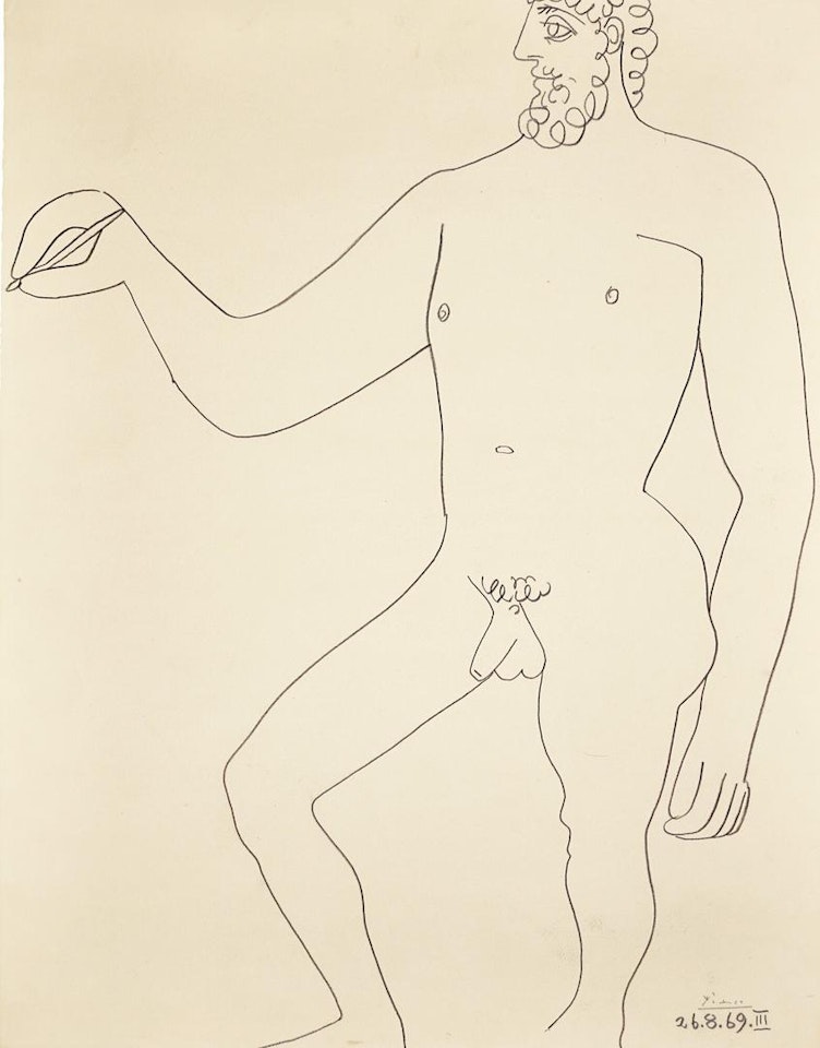 HOMME NU DEBOUT DESSINANT by Pablo Picasso