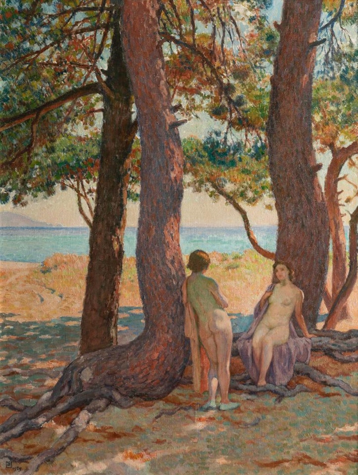 DEUX NUS SOUS LES PINS OR SOUS LES GROS PINS by Theo van Rysselberghe