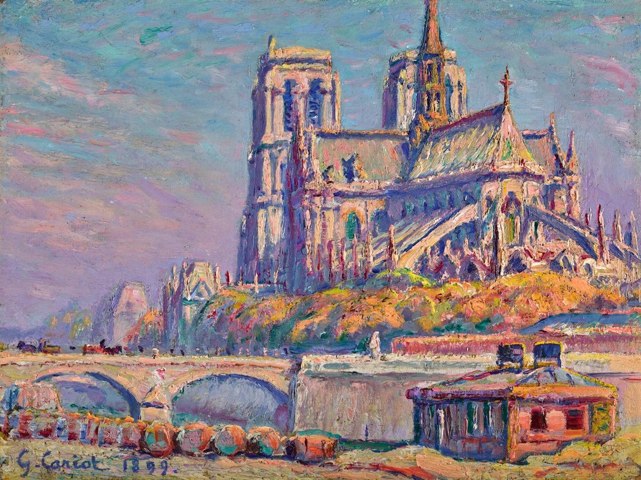 ÉTUDE DE NOTRE-DAME PRISE DU PORT AUX VINS by Gustave Cariot