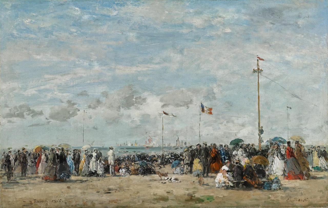 RÉGATES ET FÊTE SUR LA PLAGE DE TROUVILLE by Eugène Boudin