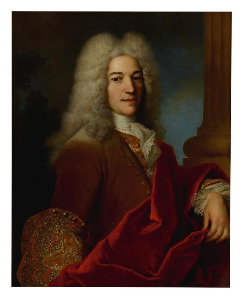 PORTRAIT OF A GENTLEMAN, HALF LENGTH, IN A POWDERED WIG, BEFORE A COLUMN by Jean-Baptiste Oudry