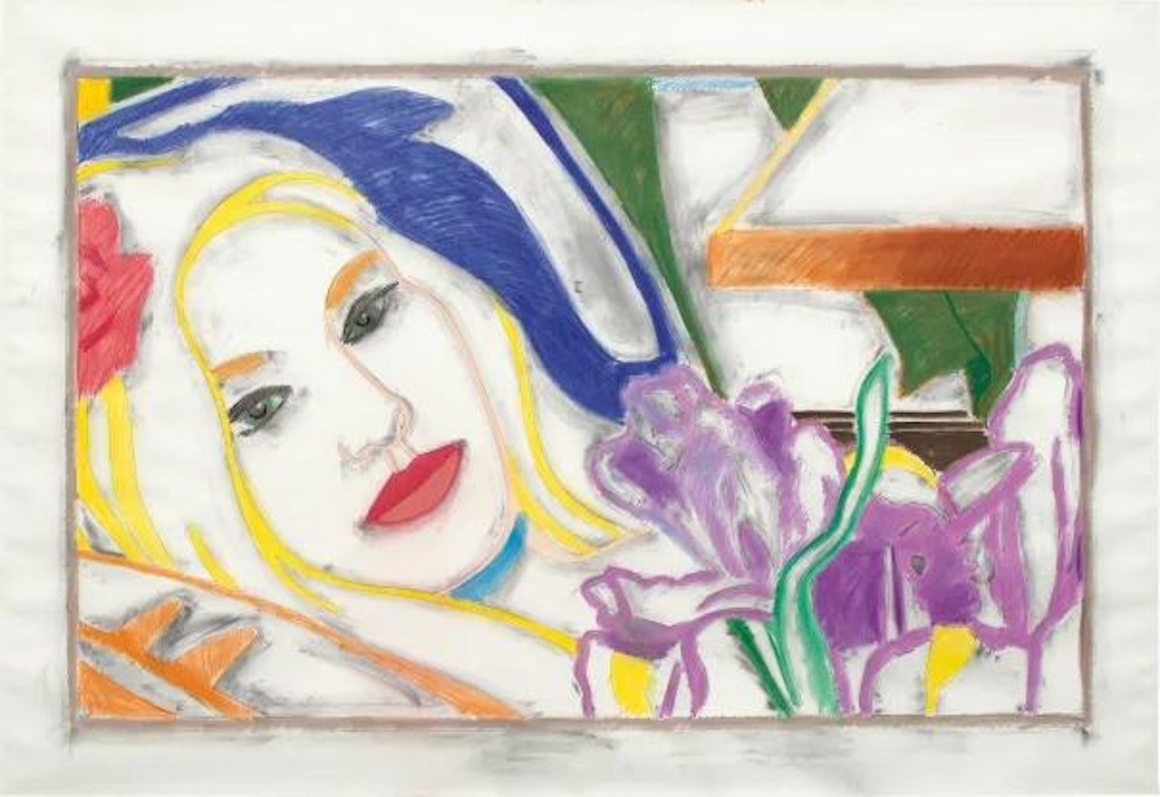 Reverse Drawing: Bedroom Blonde with Irises by Tom Wesselmann