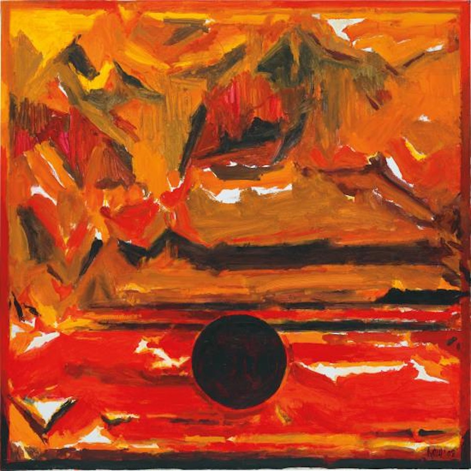 Landscape and Bindu by Sayed Haider Raza