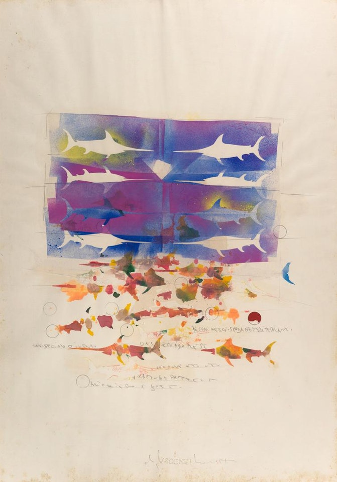 SENZA TITOLO (ALCUNI PESCI SPADA NEL MEDITERRANEO...) by Alighiero Boetti