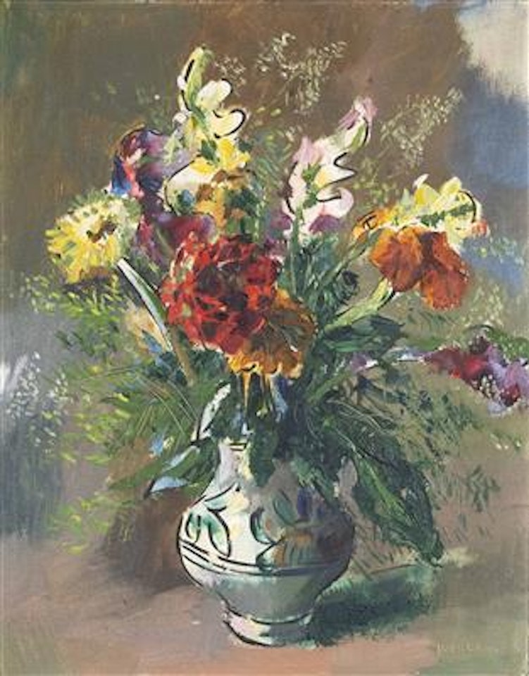 Garden flowers in vase by Max Weiler