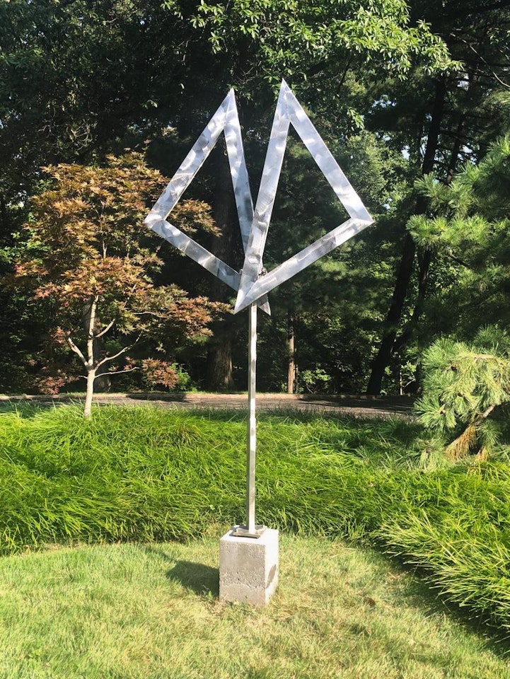 TWO OPEN TRIANGLES UP GYRATORY III by George Rickey
