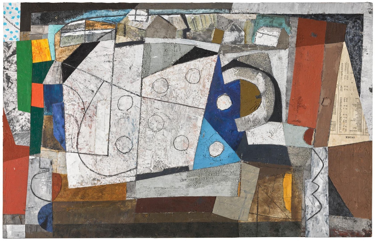 STILL LIFE WITH BLUE JUG AND THE LIZARD LANDSCAPE by Bryan Ingham