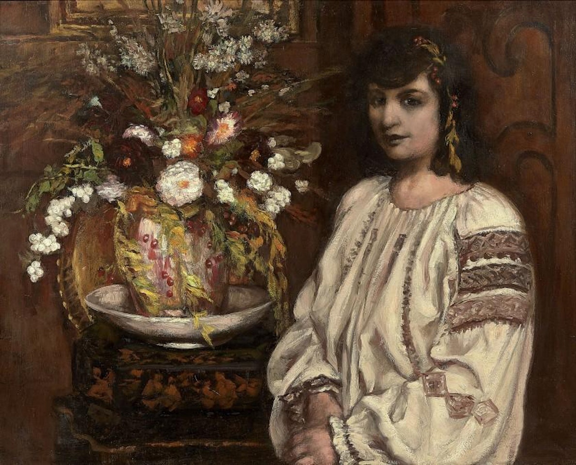 The Sicilian with a bouquet of flowers by Emile Bernard