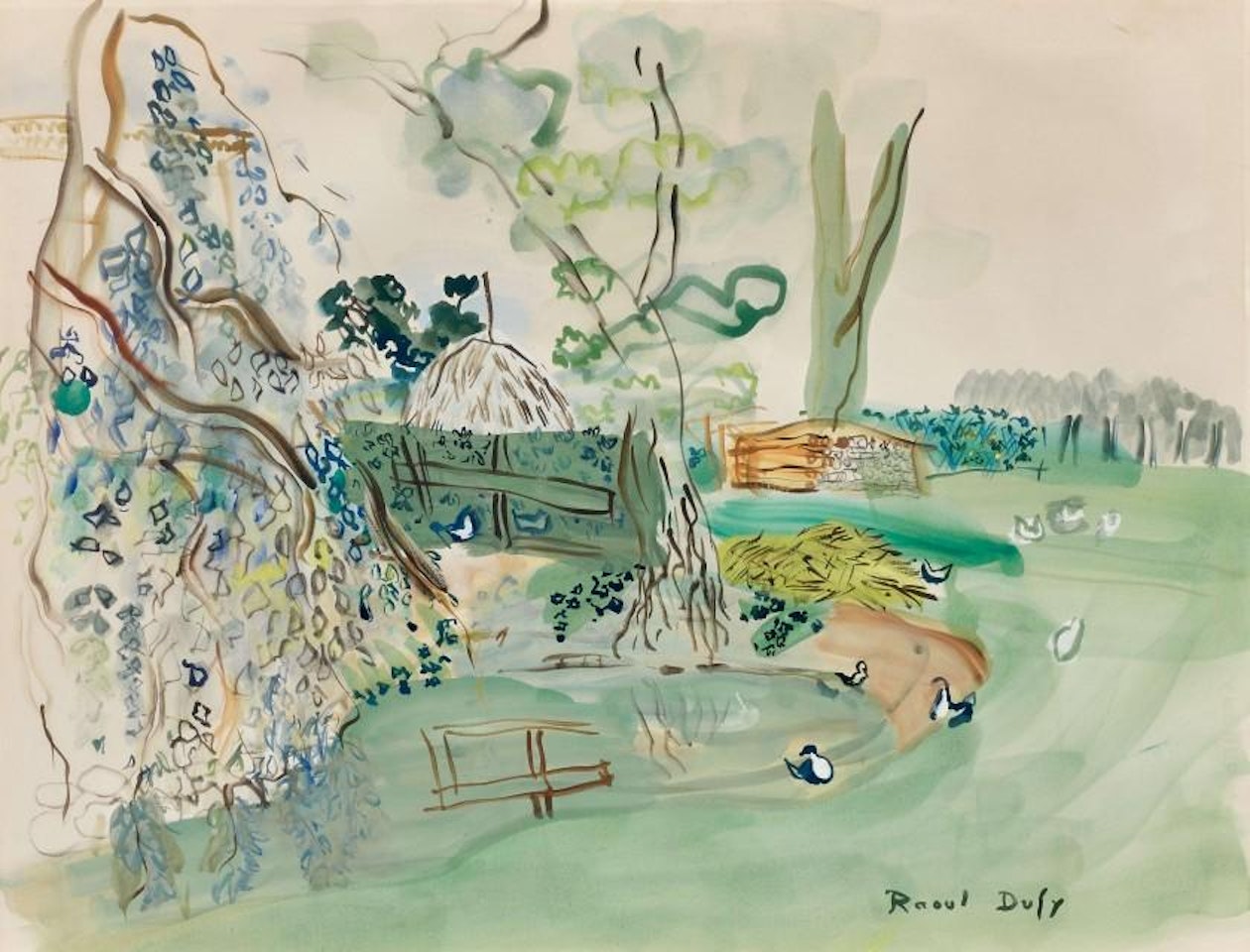 Ducks in a meadow by Raoul Dufy