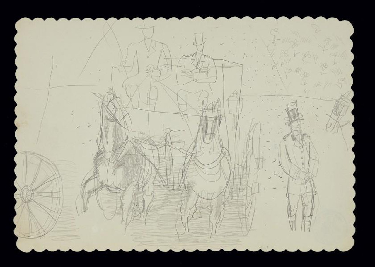 Curtain project for Jean Anouilh's arrival at the castle by Raoul Dufy