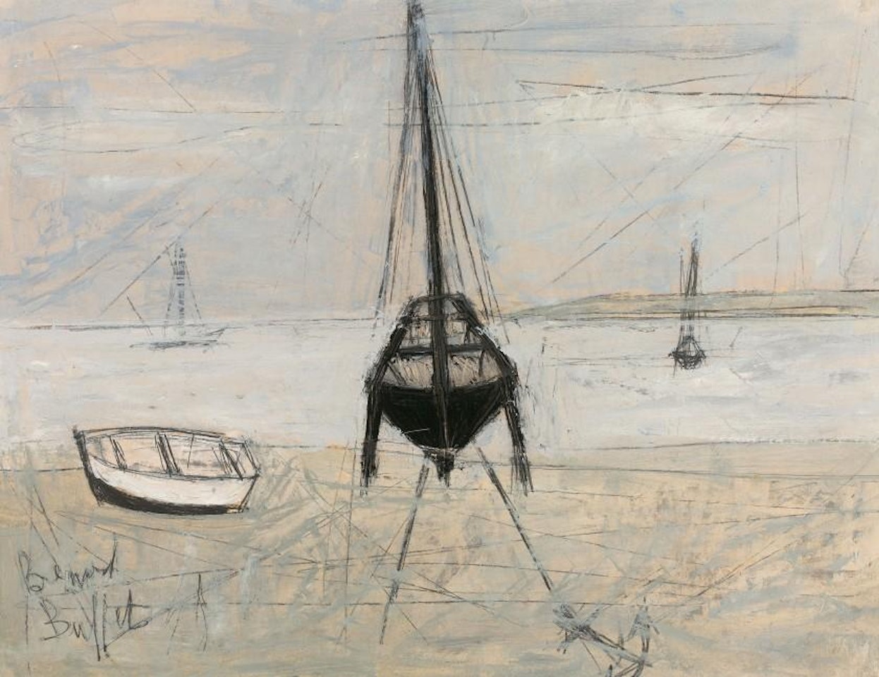 Boats at low tide by Bernard Buffet