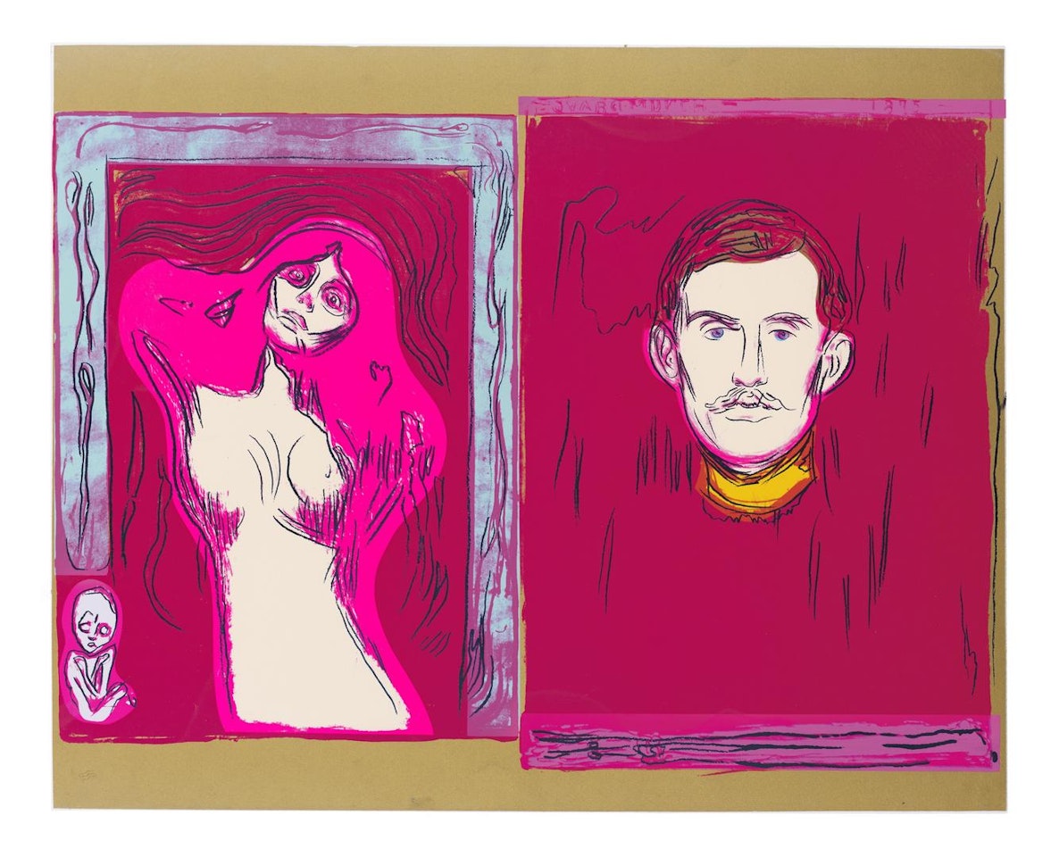 Madonna & Self-Portrait with Skeleton's Arm (after Munch) by Andy Warhol