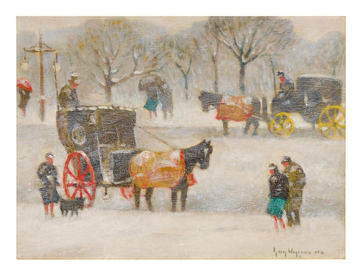 THE PLAZA IN WINTER by Guy Carleton Wiggins