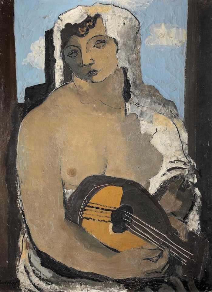 Jeune femme à la mandoline by Jean Souverbie