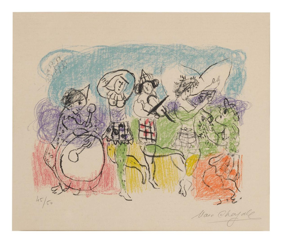 THE LITTLE HARLEQUINS (MOURLOT 377) by Marc Chagall