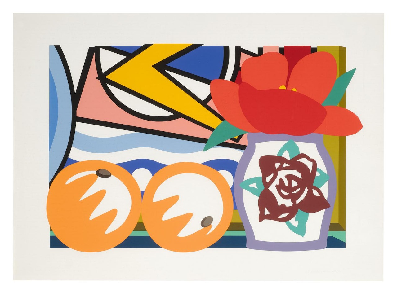 STILL LIFE WITH LICHTENSTEIN AND TWO ORANGES by Tom Wesselmann
