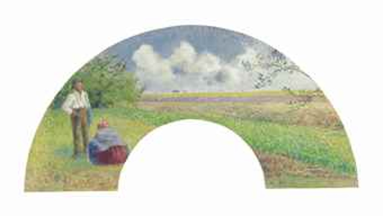 Paysan et paysanne dans les champs by Camille Pissarro