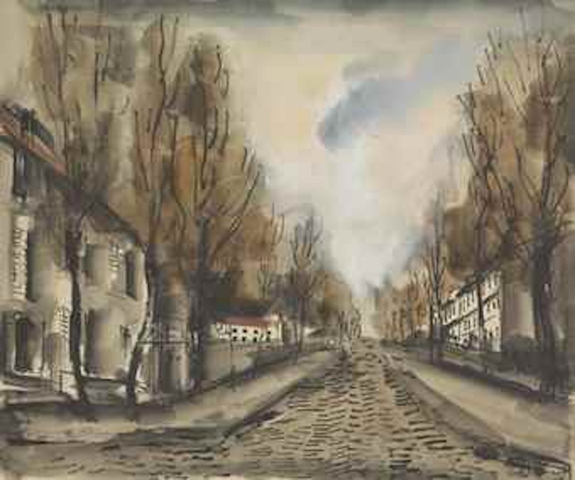 Rue de village bordée d'arbres by Maurice de Vlaminck