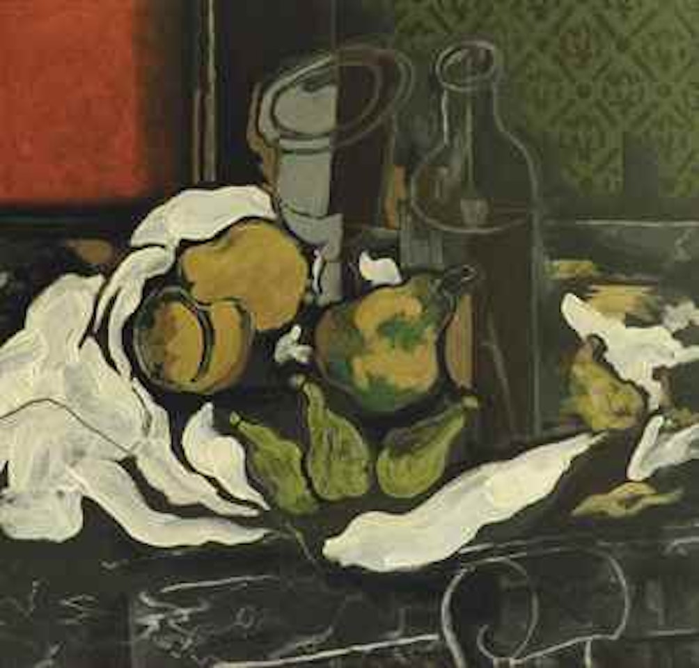 Fruits, verre et bouteille by Georges Braque
