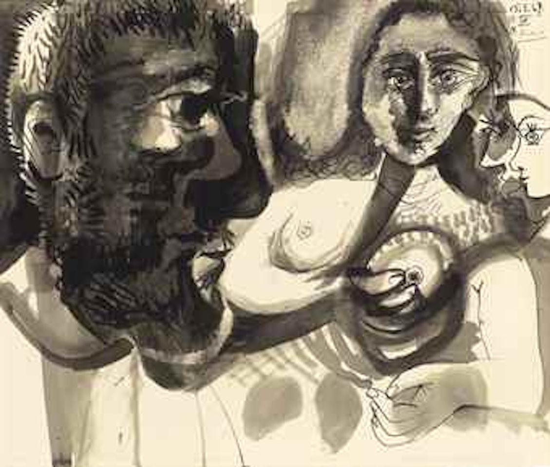 Homme, femme et profils by Pablo Picasso