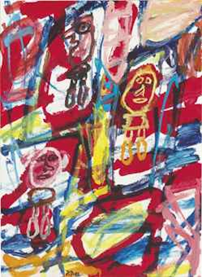Site avec 3 personnages by Jean Dubuffet