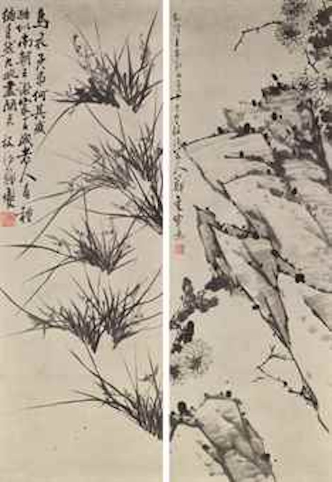 Orchid, Chrysanthemum and Rock by Zheng Xie