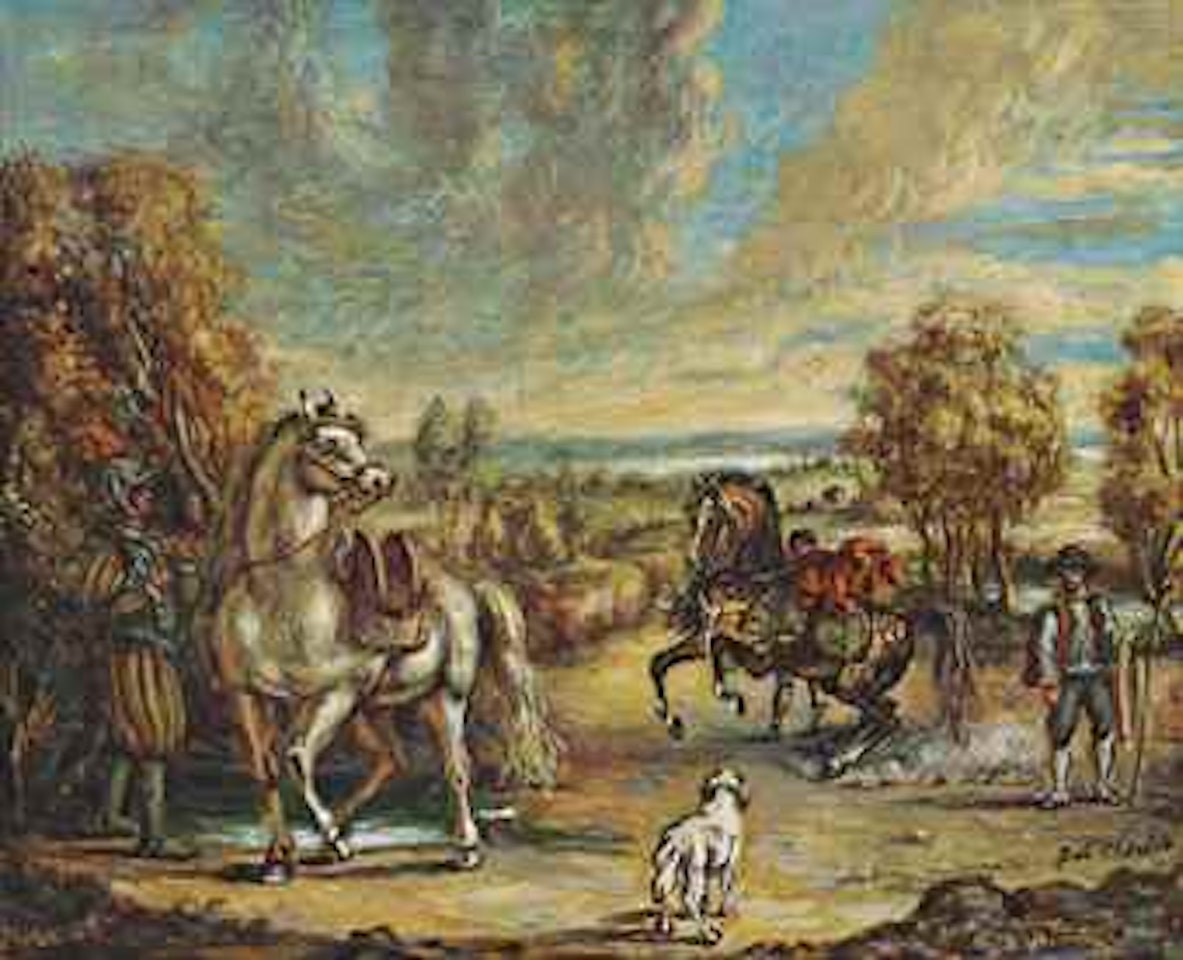 Cavalieri in un paese by Giorgio de Chirico