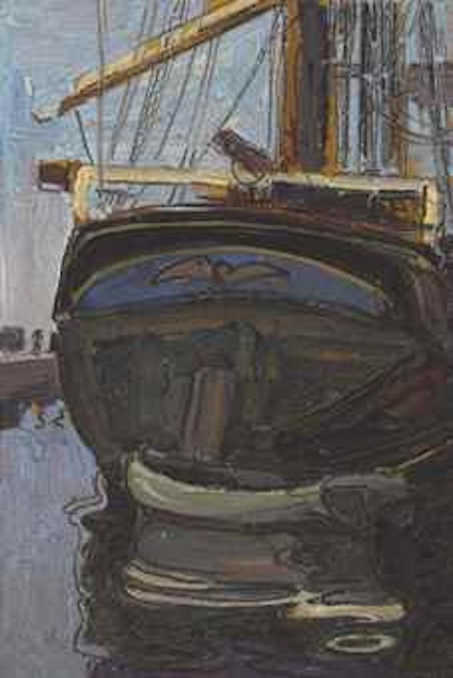 Segelschiff mit Ruderboot (Triest) by Egon Schiele