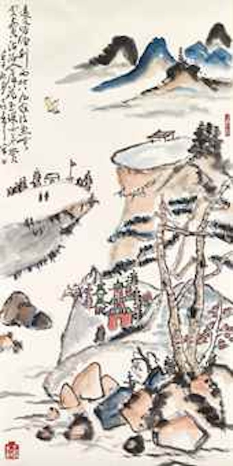 Landscape with Temple by Ding Yanyong