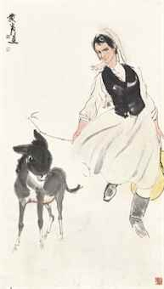 Girl and Donkey by Huang Zhou