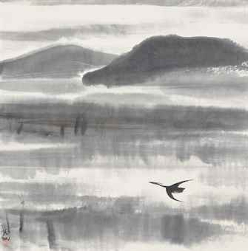 Bird Flying over Pond by Lin Fengmian