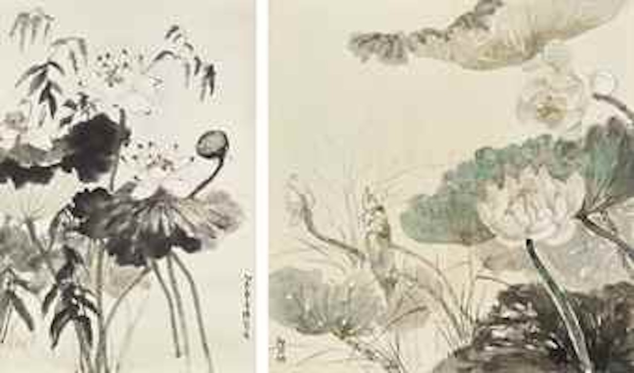Bamboo, Peony and Lotus by Lu Yifei
