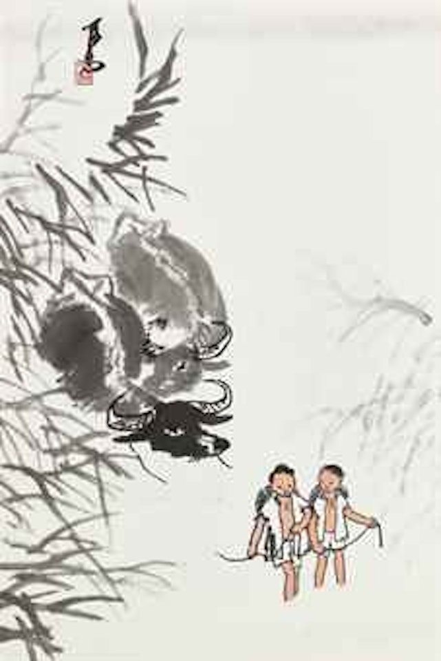 Two Boys and Buffaloes by Li Keran