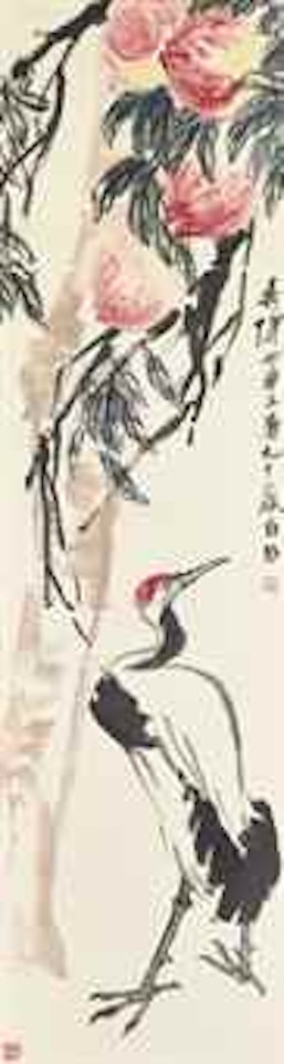 Longevity Crane Under Peaches by Qi Baishi