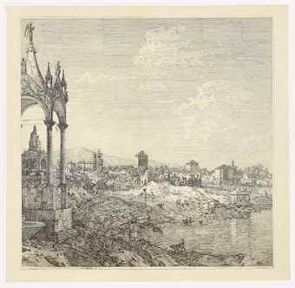 View of a Town with a Bishop's Tomb by Canaletto