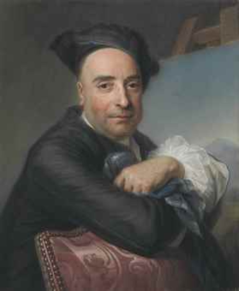 Portrait of Claude Dupouch, half-length, leaning on a chair by Maurice Quentin de la Tour