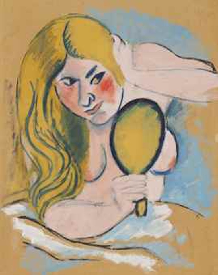 Mädchenakt mit Handspiegel II by Max Pechstein