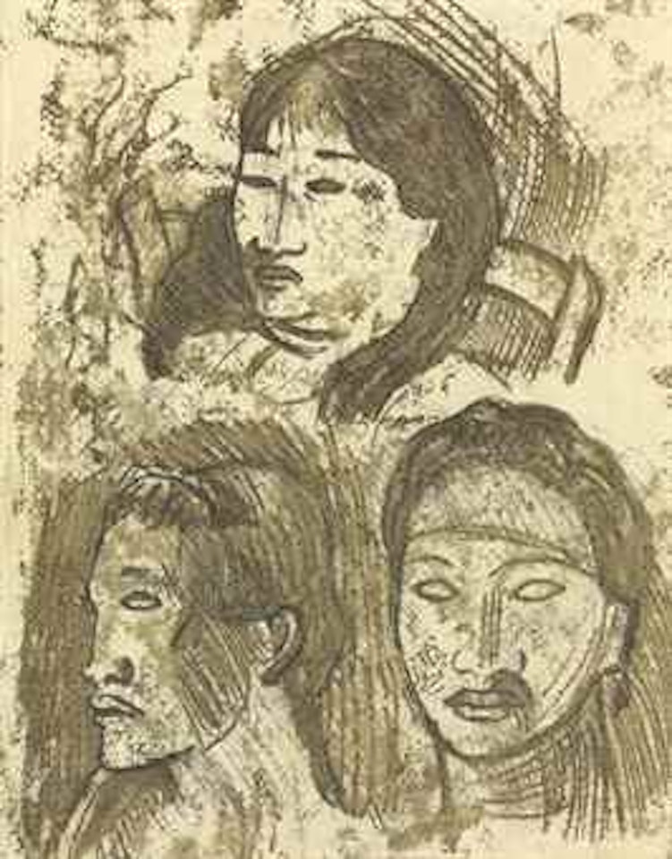 Trois têtes Tahitiennes by Paul Gauguin