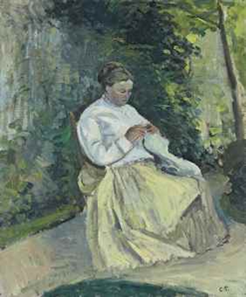 Julie Pissarro cousant by Camille Pissarro