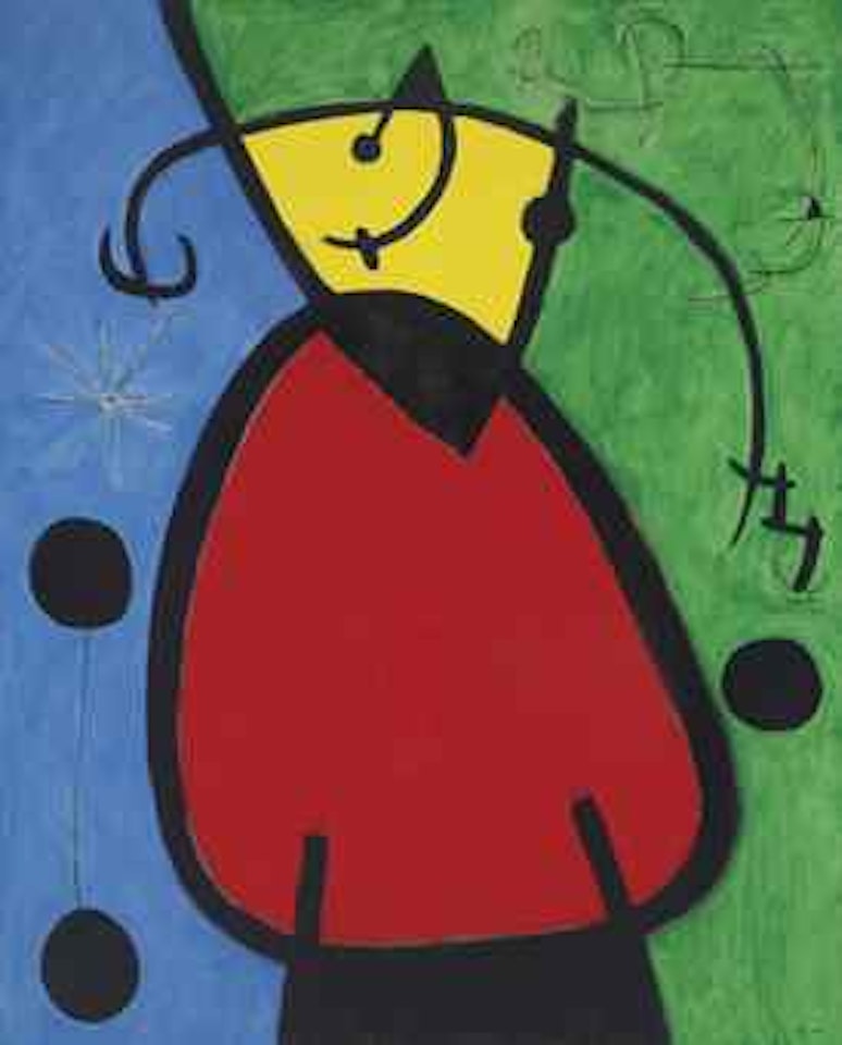 Femme et oiseaux dans la nuit by Joan Miró
