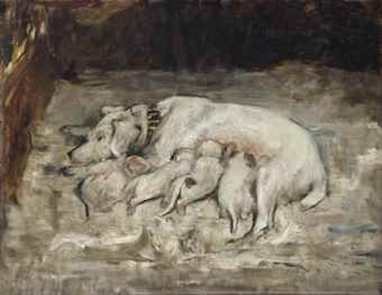 Blossom and her puppies, c. 1890 by James Jebusa Shannon