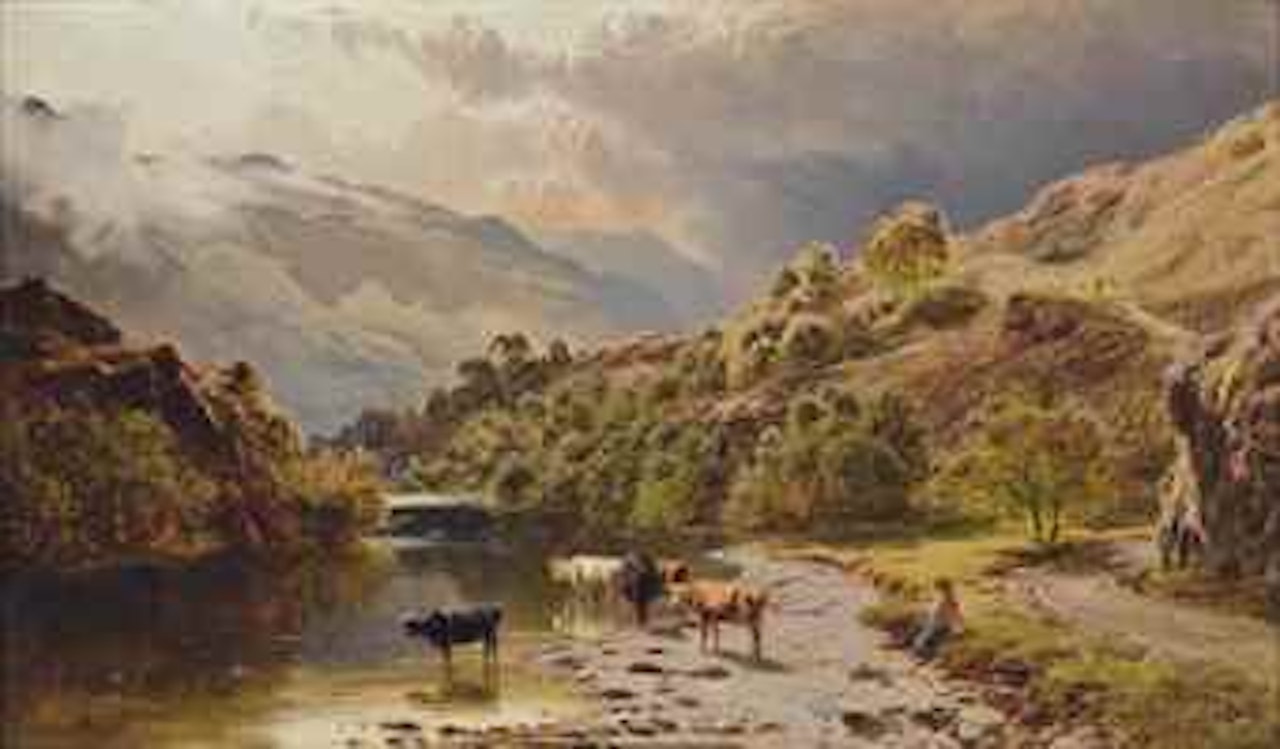 Clouds clearing over the river Conwy, Wales by Sidney Richard Percy