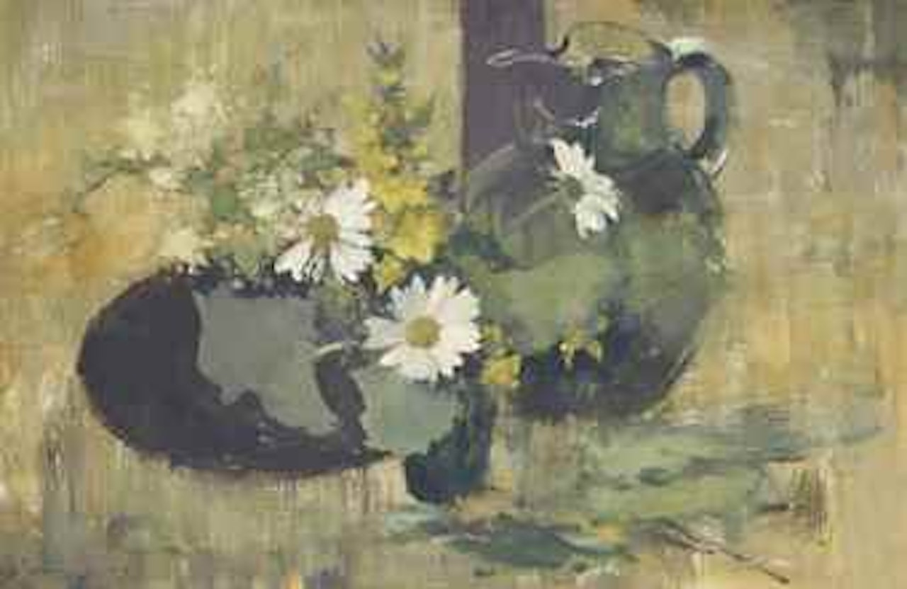 Flower study in green and yellow by Edward Seago