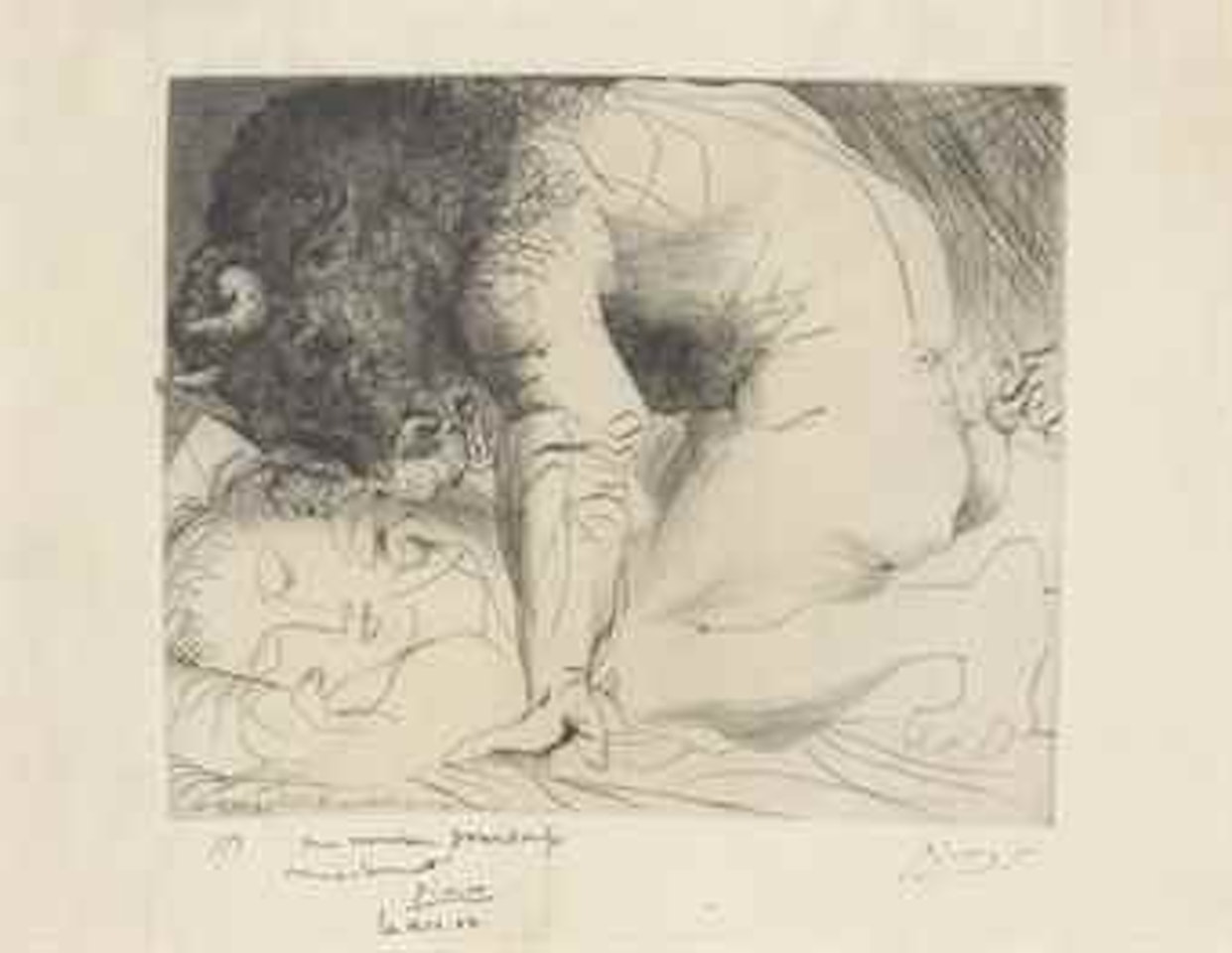 Minotaure caressant une dormeuse, from: La Suite Vollard by Pablo Picasso