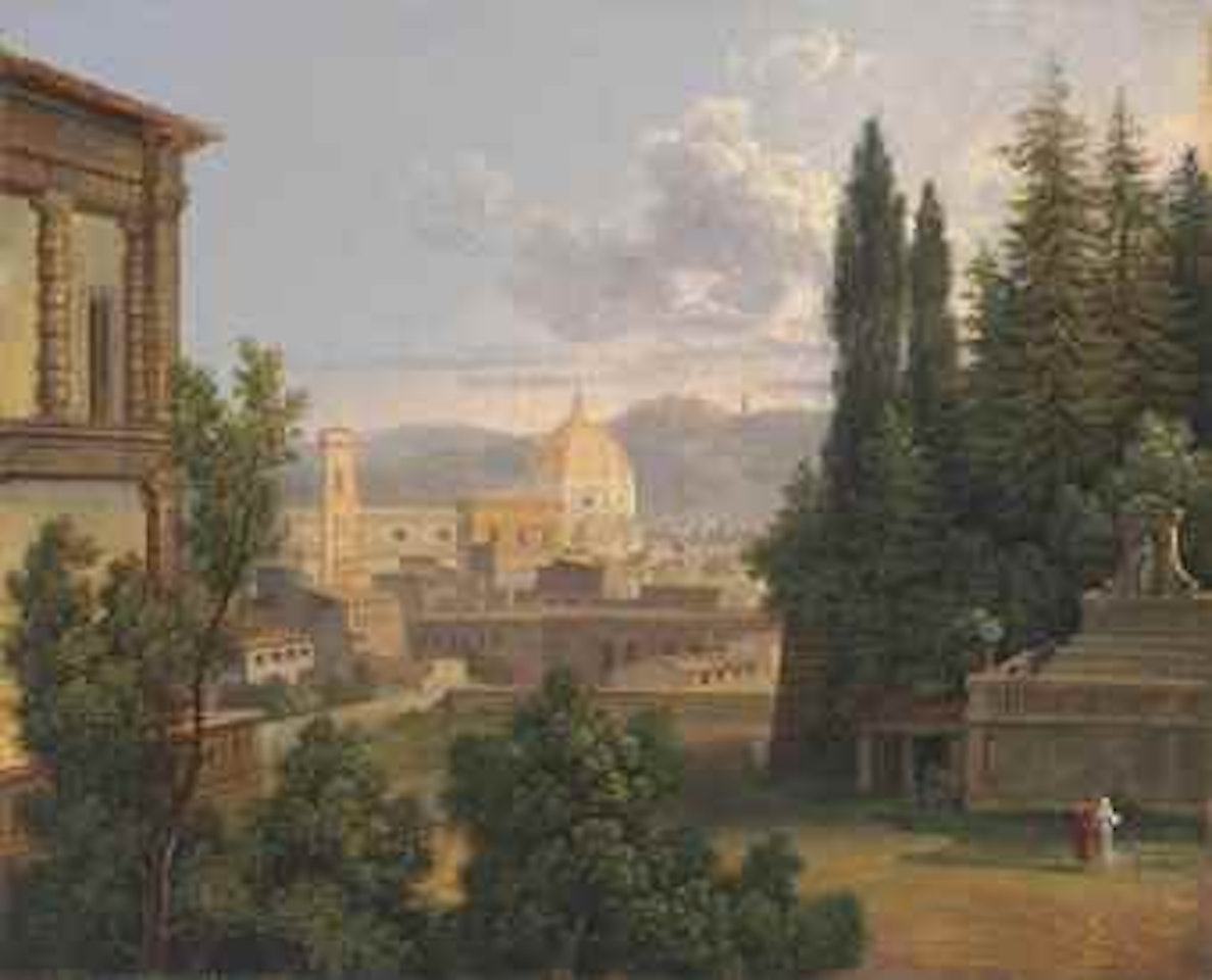 A view of Florence from the Boboli Gardens, with the Duomo and Campanile by French School