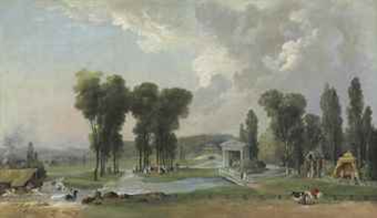 A party in the garden at Ermenonville by Hubert Robert