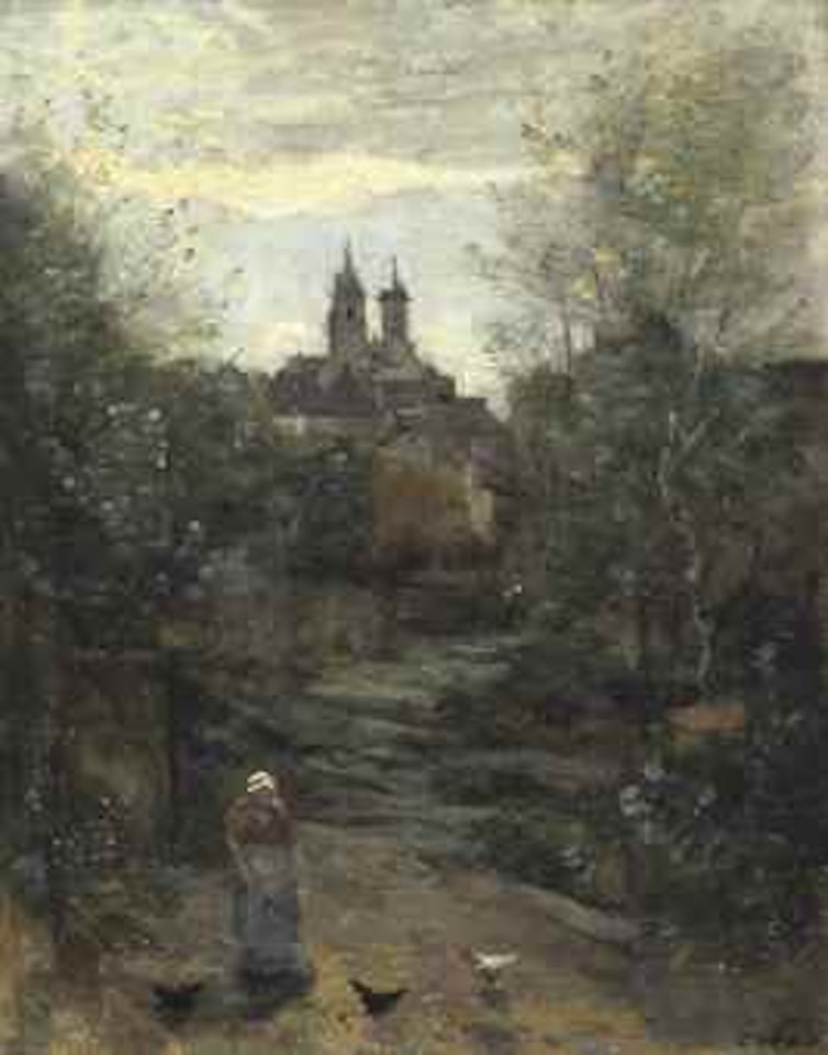 Semur, le chemin de l'église by Jean Baptiste Camille Corot